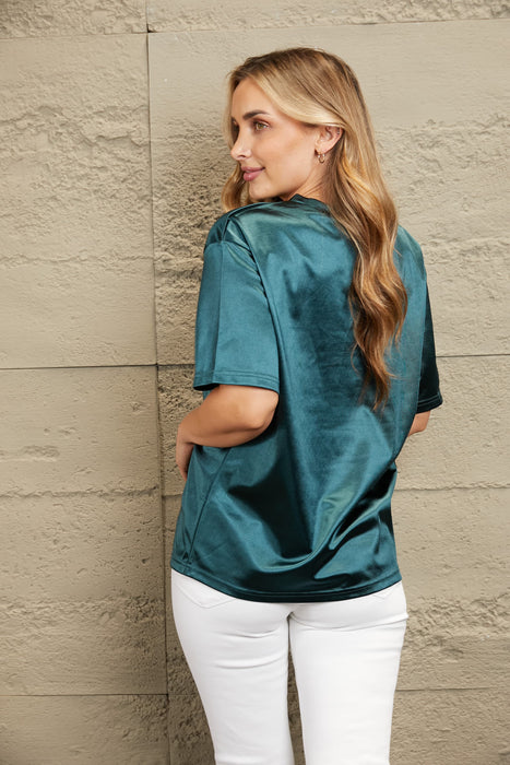 Round Neck Dropped Shoulder Top - Byyde