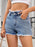 Washed Raw Hem Denim Shorts - Byyde