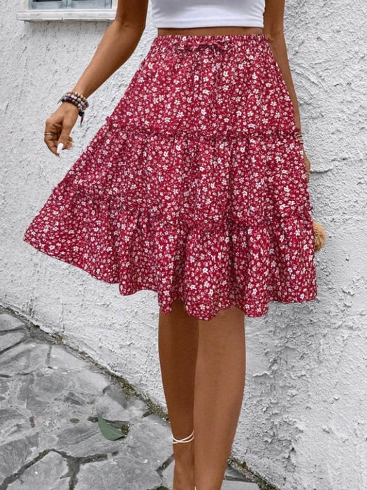 Floral Print Midi Skirt - Byyde