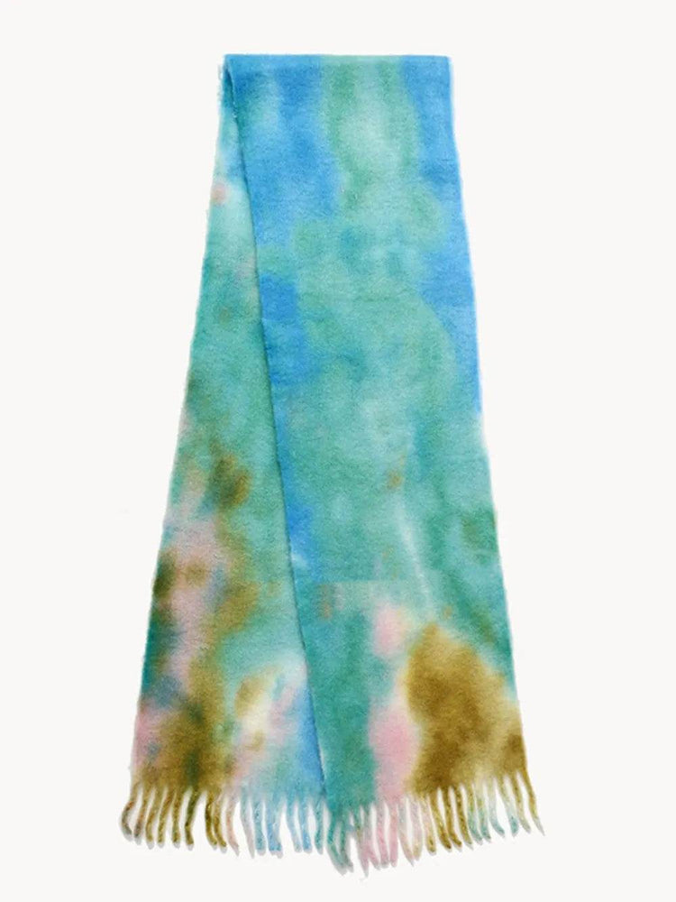 Fringe Tie-Dye Polyester Scarf - Byyde