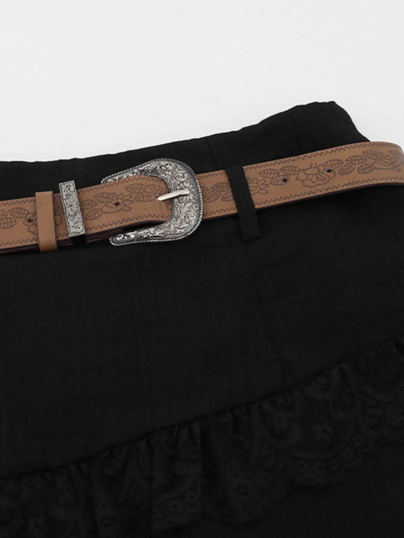 Asymmetrical Lace Ruffle Skirt - Byyde
