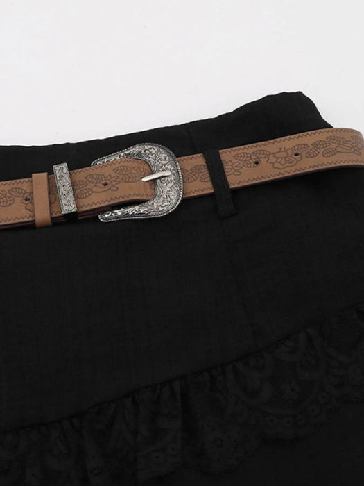 Asymmetrical Lace Ruffle Skirt - Byyde