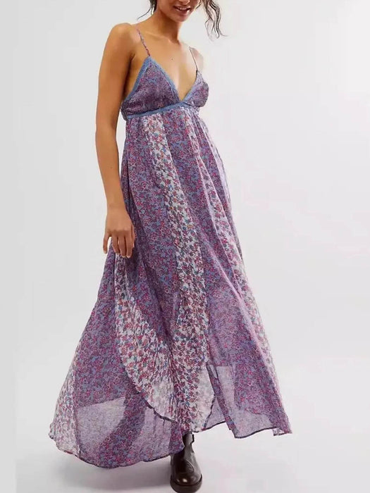 Floral V-Neck Maxi Cami Dress - Byyde
