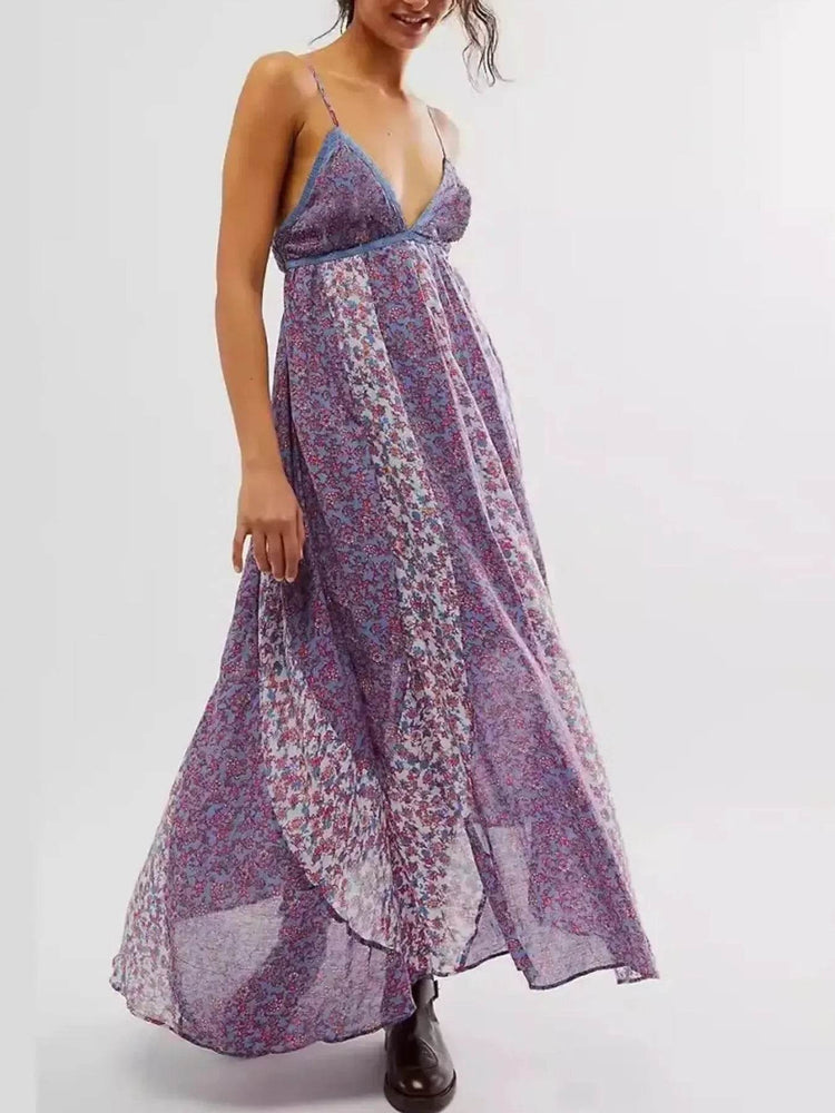Floral V-Neck Maxi Cami Dress - Byyde