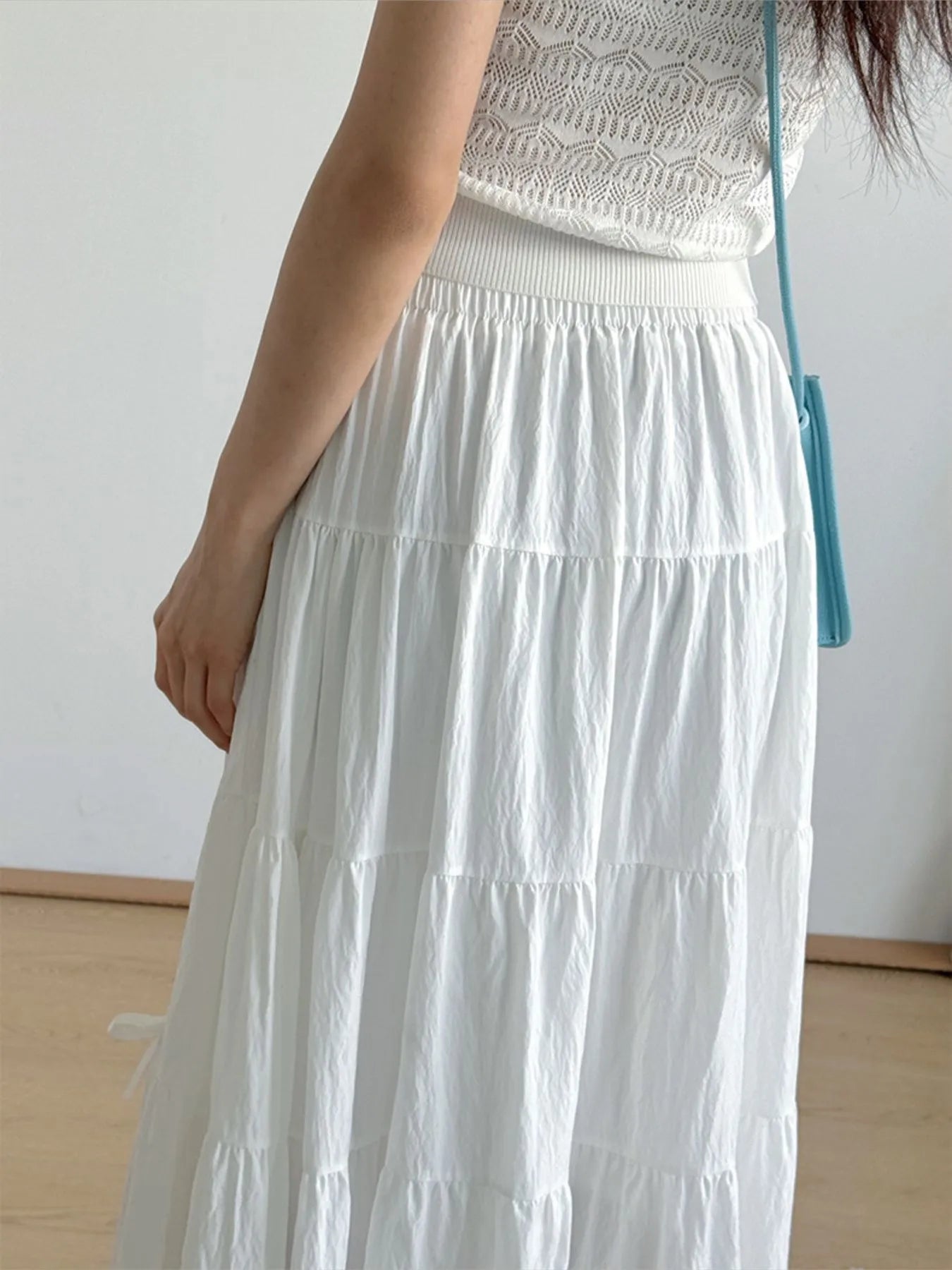 Tiered Elastic Waist Maxi Skirt - Byyde