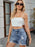 Distressed Raw Hem Denim Shorts - Byyde