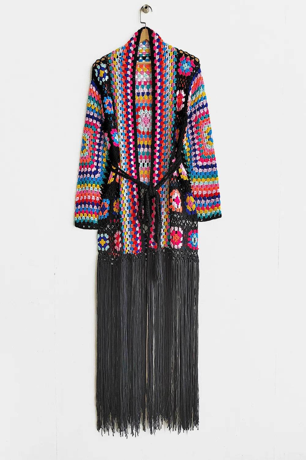 Fringe Tied Long Sleeve Cardigan - Byyde