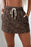 Leopard Print Drawstring Denim Shorts - Byyde