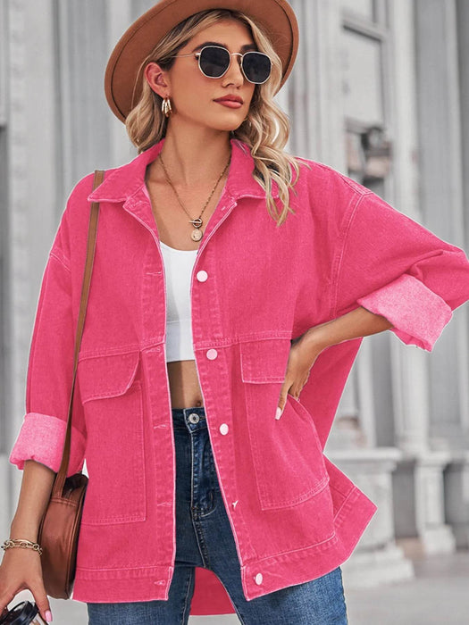 Button Up Long Sleeve Denim Jacket - Byyde