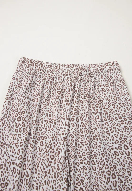 Leopard Button Down Long Sleeve Top and Pants Lounge Set - Byyde