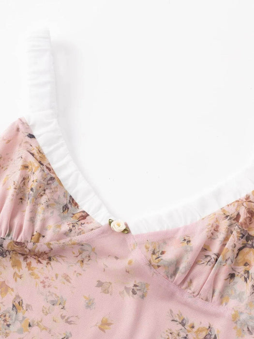 Floral Print Maxi Cami Dress with V-Neck - Byyde
