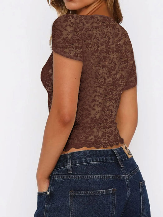 Lace Short Sleeve T-Shirt - Byyde