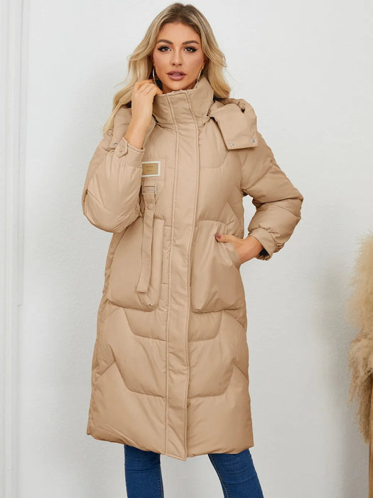 Long Sleeve Longline Hooded Winter Coat - Byyde