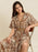 Lace Detail Printed Short Sleeve Midi Dress - Byyde