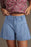 Pleated Patchwork Panel Lightweight Denim Shorts - Byyde
