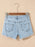 High Rise Distressed Raw Hem Denim Shorts - Byyde