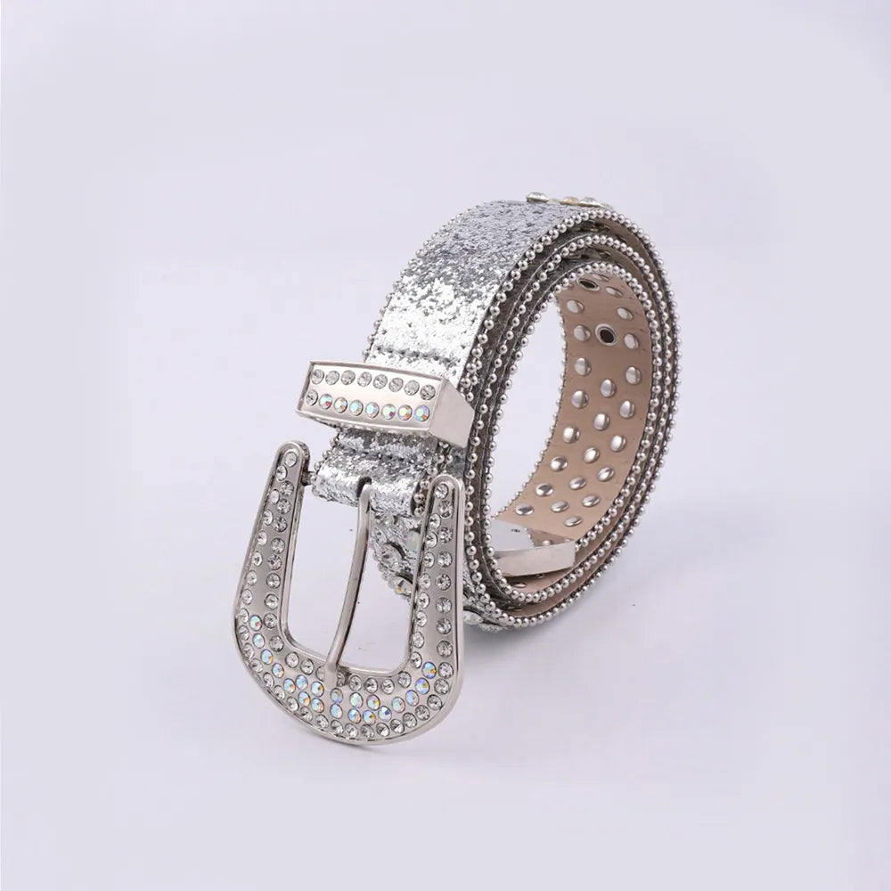 PU Leather Rhinestone Belt - Byyde