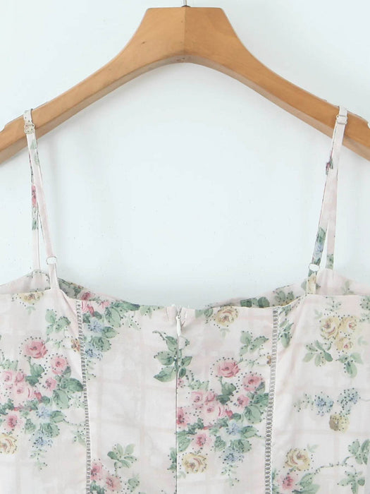 Floral Print Square Neck Maxi Cami Dress - Byyde