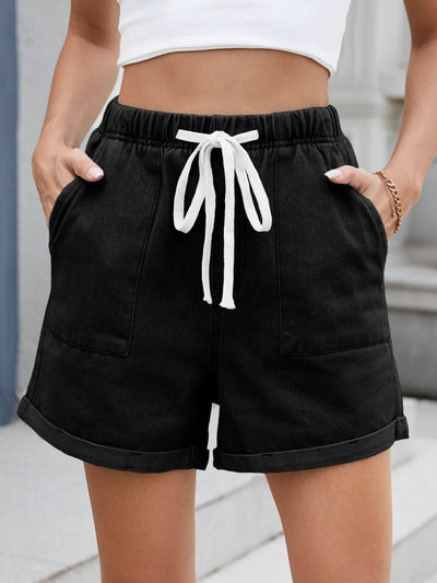 Drawstring Wash Denim Shorts - Byyde