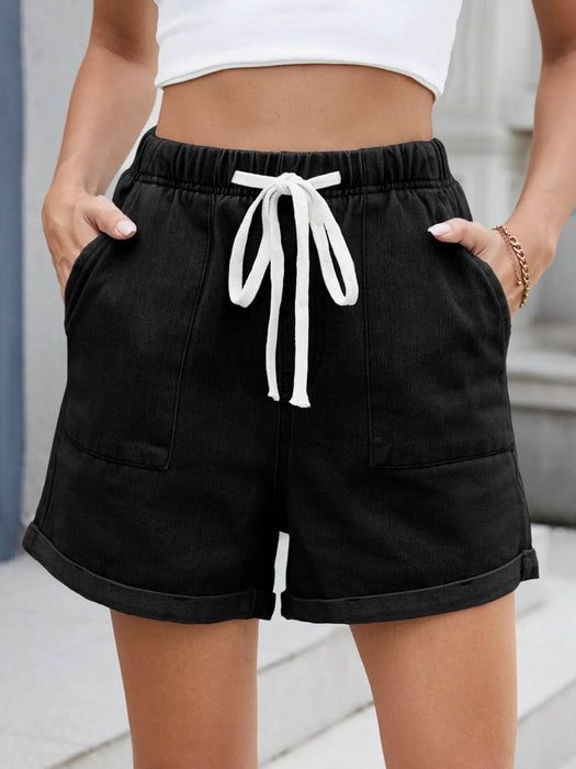 Drawstring Wash Denim Shorts - Byyde