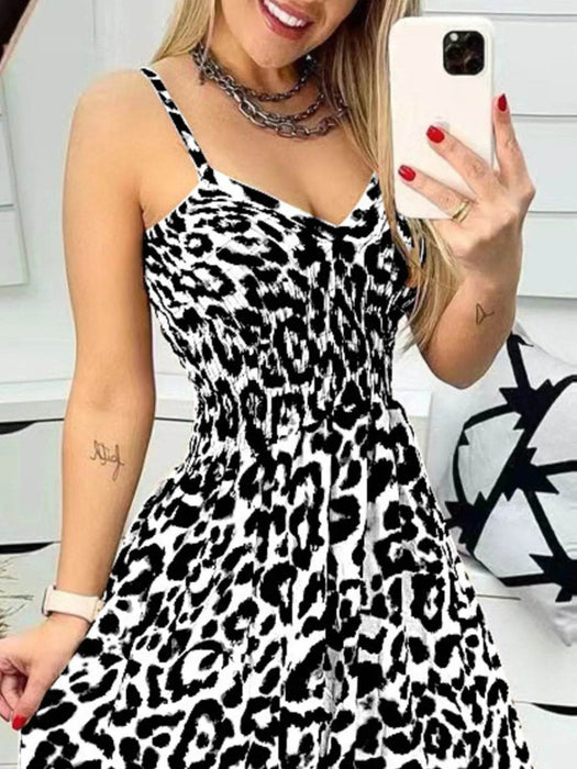 Full Size Leopard Print Spaghetti Strap Maxi Dress Plus Size - Byyde