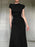 Ruched Slit Cap Sleeve Maxi Dress - Byyde