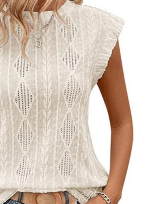 Openwork Round Neck Top - Byyde