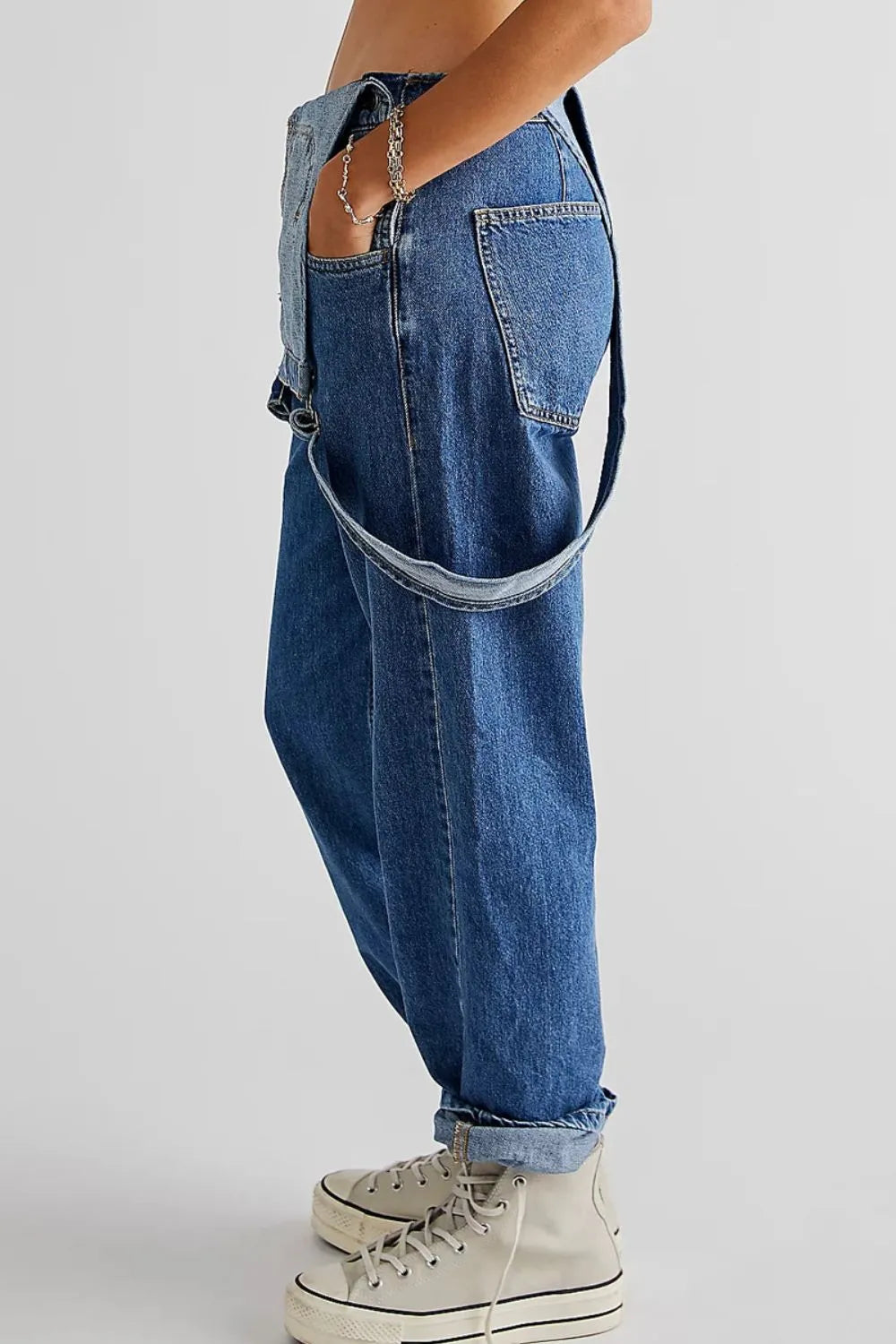 Wide Strap Square Neck Denim Overalls - Byyde