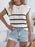 Cable-Knit Striped Round Neck Knit Top - Byyde