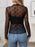 Floral Mock Neck Long Sleeve Mesh Top - Byyde