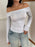 Off-Shoulder Long Sleeve Fitted T-Shirt - Byyde