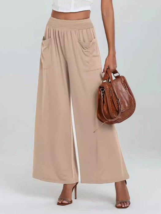 High-Waisted Wide Leg Pants with Pockets - Byyde