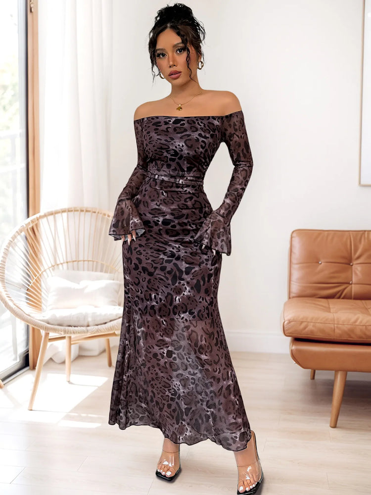 Off-Shoulder Long Sleeve Maxi Dress - Byyde
