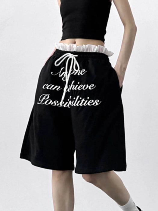 Drawstring Letter Shorts - Byyde