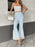 Lace Trim Flare Leg Pants - Byyde