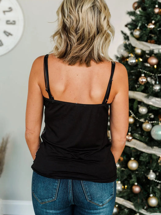 Sequined V-Neck Cami Top - Byyde