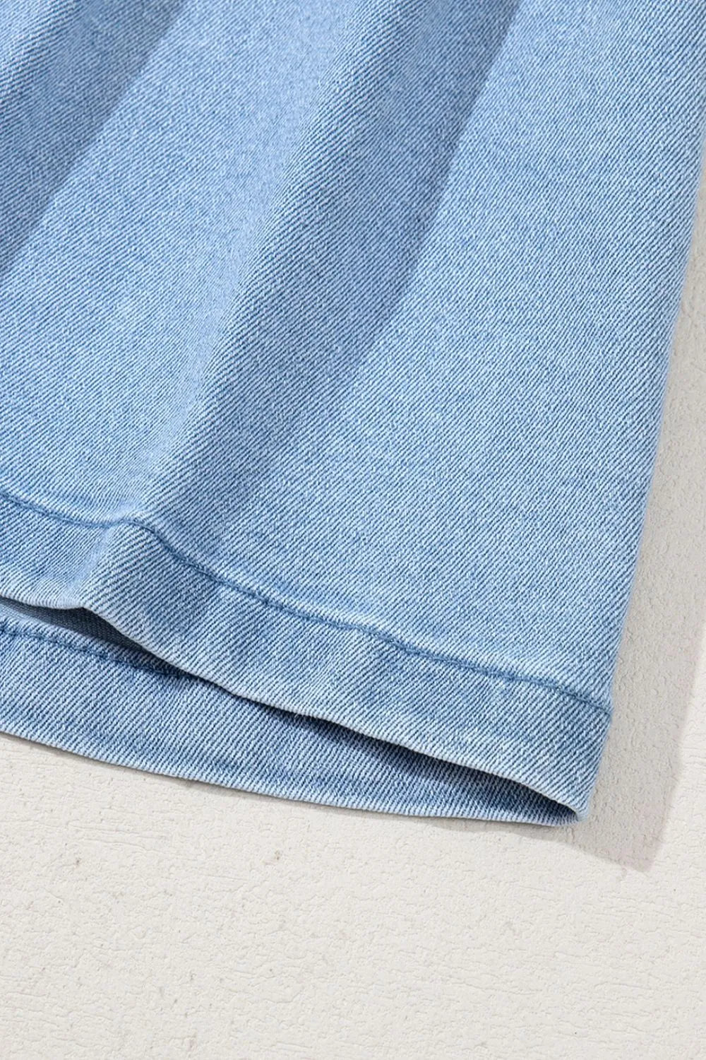 Pleated Patchwork Panel Lightweight Denim Shorts - Byyde