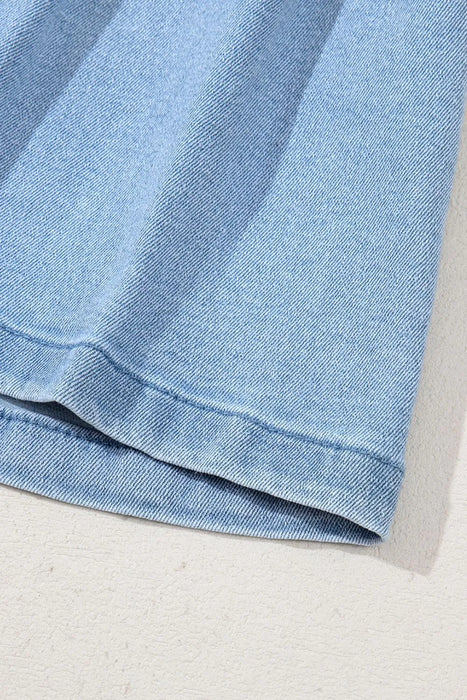 Pleated Patchwork Panel Lightweight Denim Shorts - Byyde
