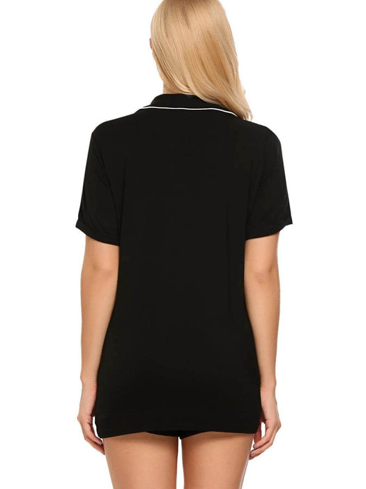 Button Up Short Sleeve Top and Shorts Lounge Set - Byyde