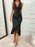Ruffle Hem V-Neck Bodycon Dress - Byyde