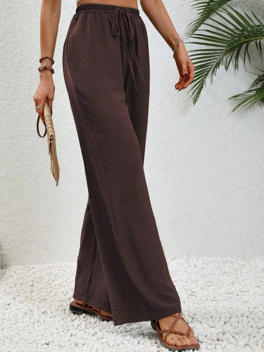 Wide Leg Drawstring Pants - Byyde