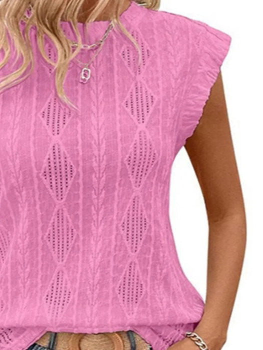 Openwork Round Neck Top - Byyde