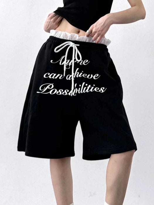 Drawstring Letter Shorts - Byyde