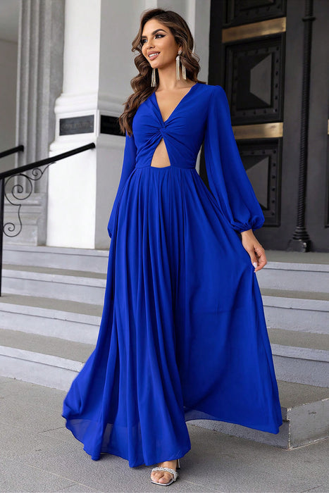 Twist Front Cutout Long Sleeve Dress - Byyde