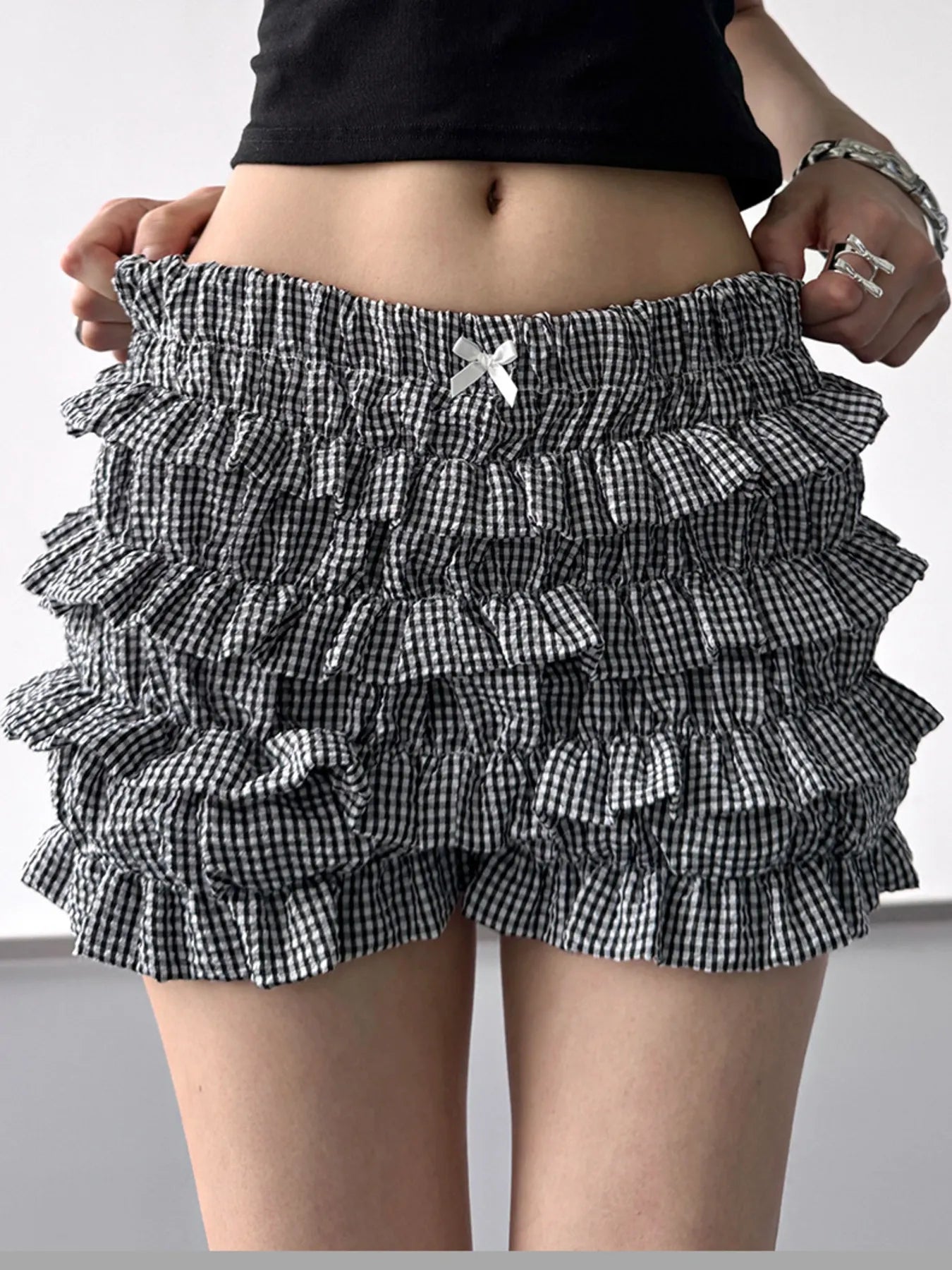Plaid Ruffled Layered Shorts - Byyde