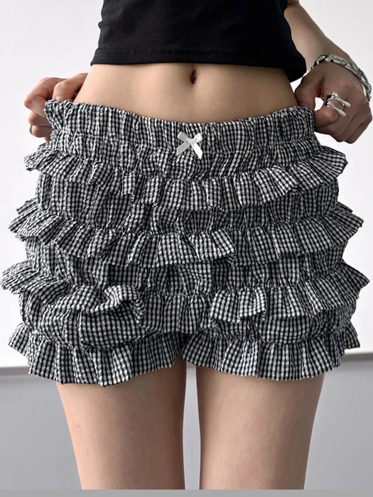 Plaid Ruffled Layered Shorts - Byyde