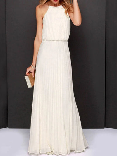 Pleated Sleeveless Maxi Tank Dress - Byyde