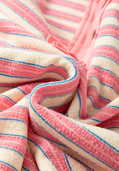 Striped Johnny Collar Long Sleeve Sweatshirt - Byyde