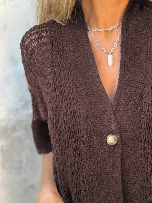 Full Size One Button Half Sleeve Cardigan Plus Size - Byyde