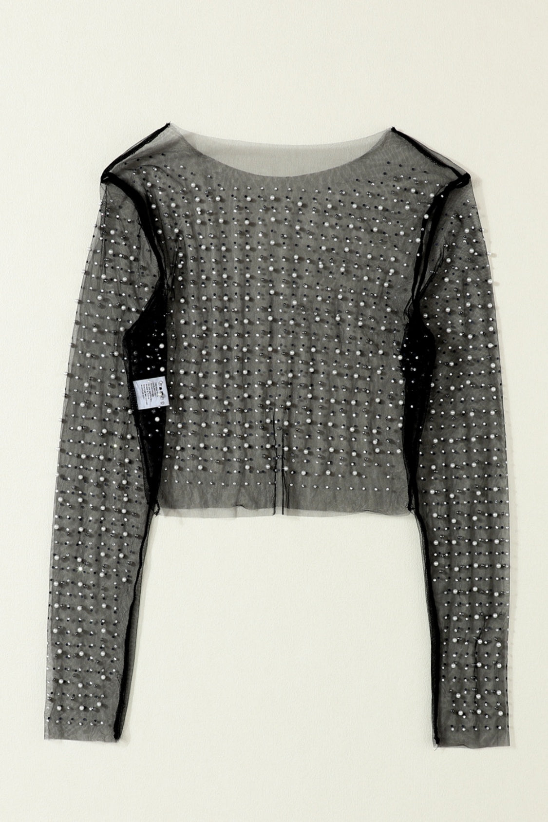 Pearl Long Sleeve Mesh Cropped Top - Byyde